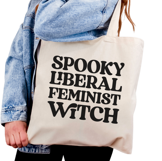 Spooky Liberal Feminist Witch Tote Bag