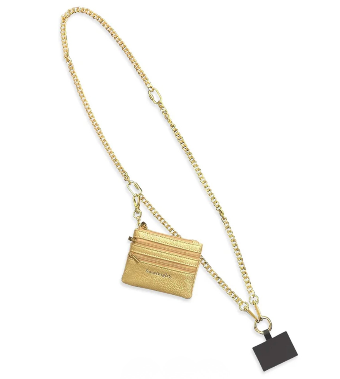 Clip & Go Chain -  Silver Chain with Silver Zipper Pouch