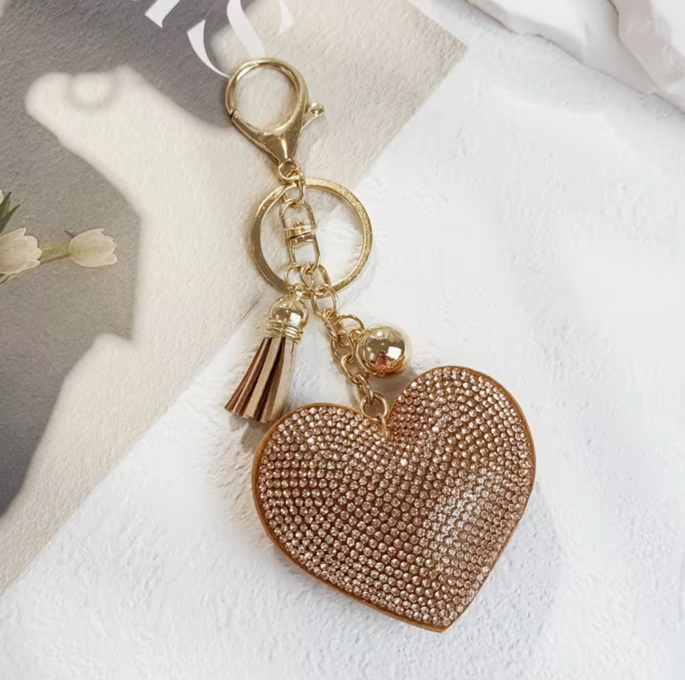 Red Glitter Heart Keychain