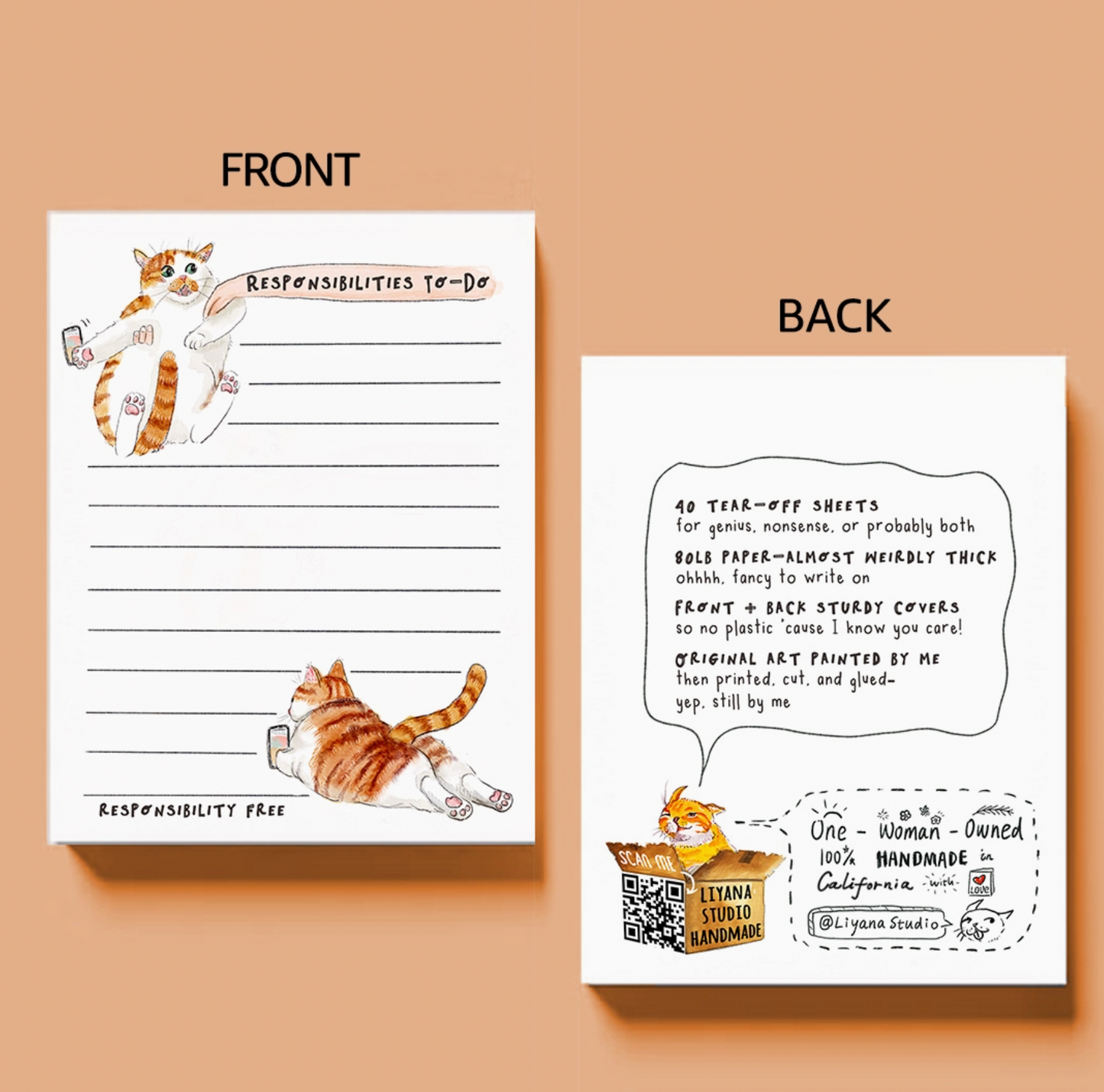 Cat Responsibilities Notepad