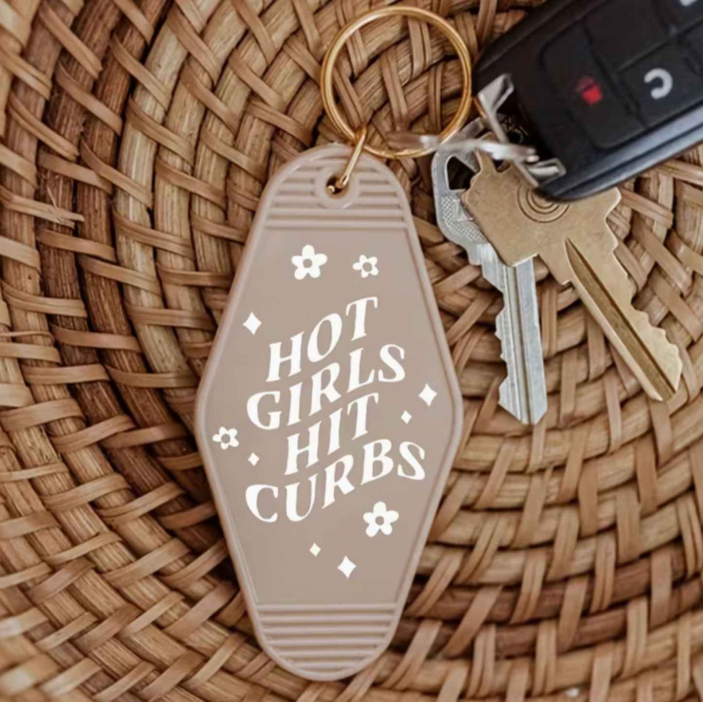 Hot Girls Hit Curbs Motel Keychain