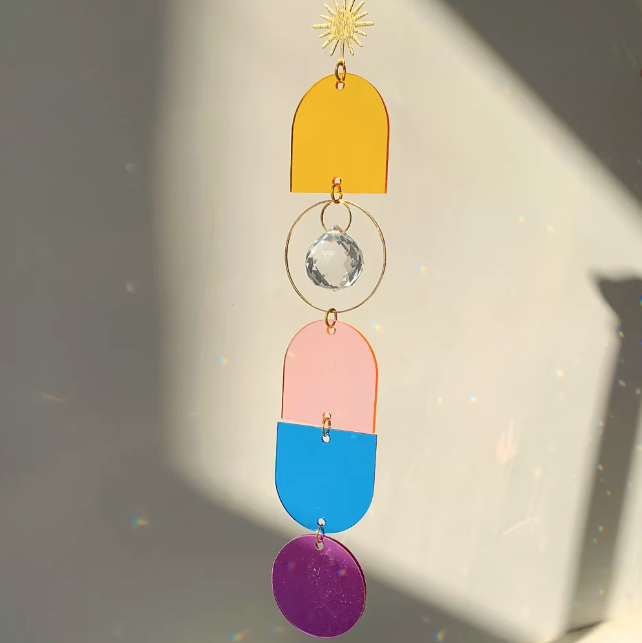 Retro Rainbow Geometric Acrylic Suncatcher ✨🌈