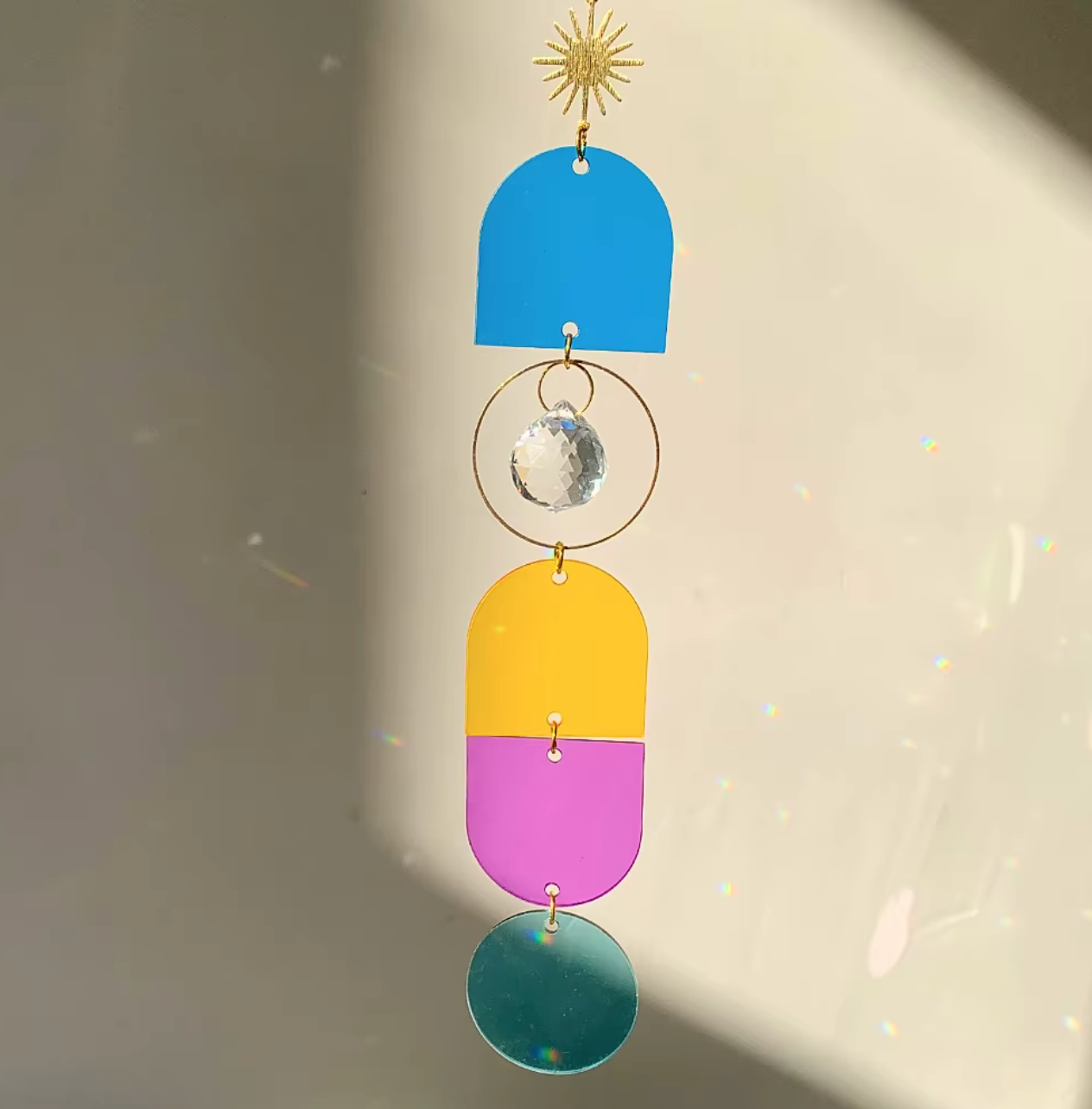 Retro Rainbow Geometric Acrylic Suncatcher ✨🌈