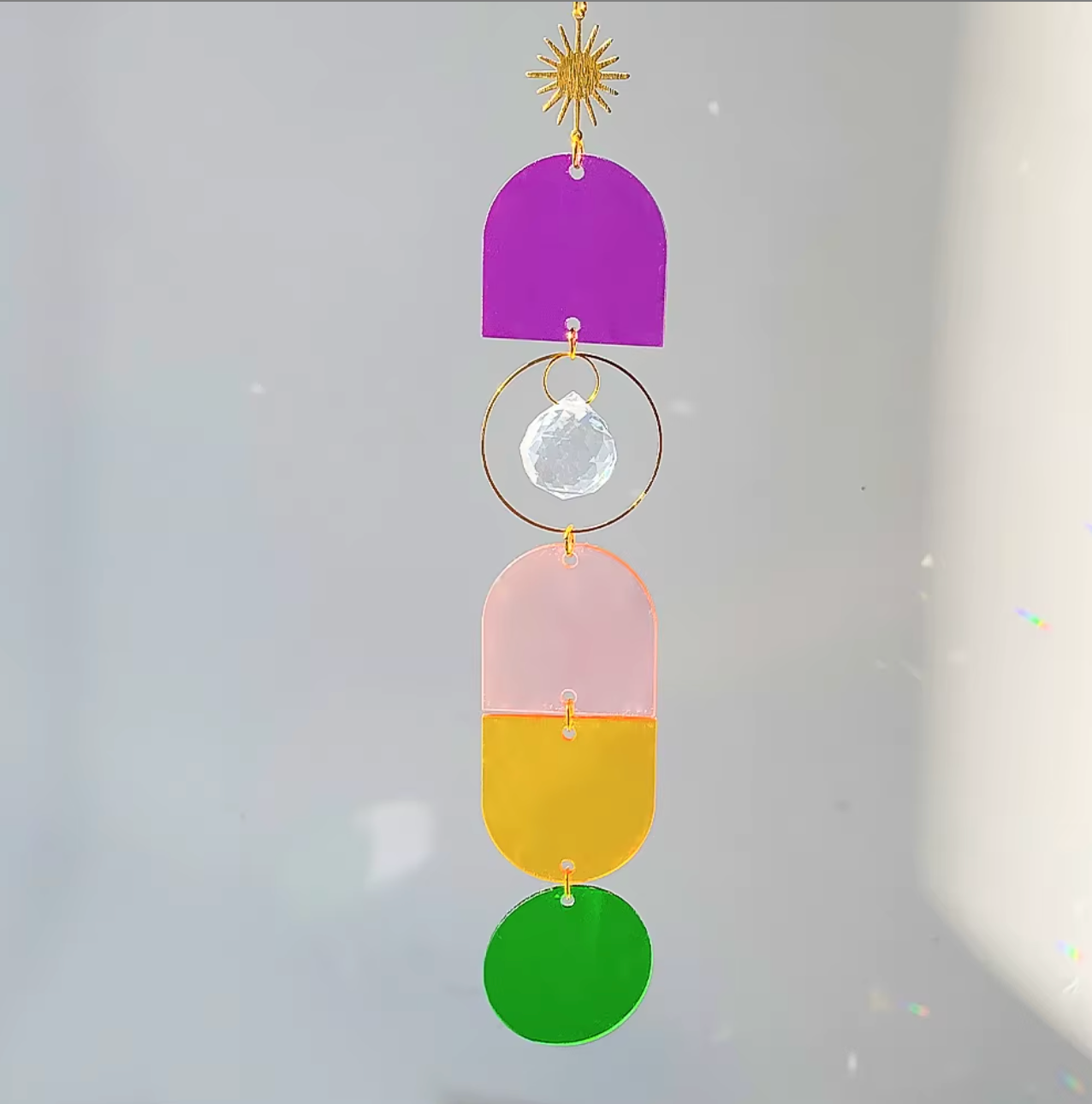 Retro Rainbow Geometric Acrylic Suncatcher ✨🌈