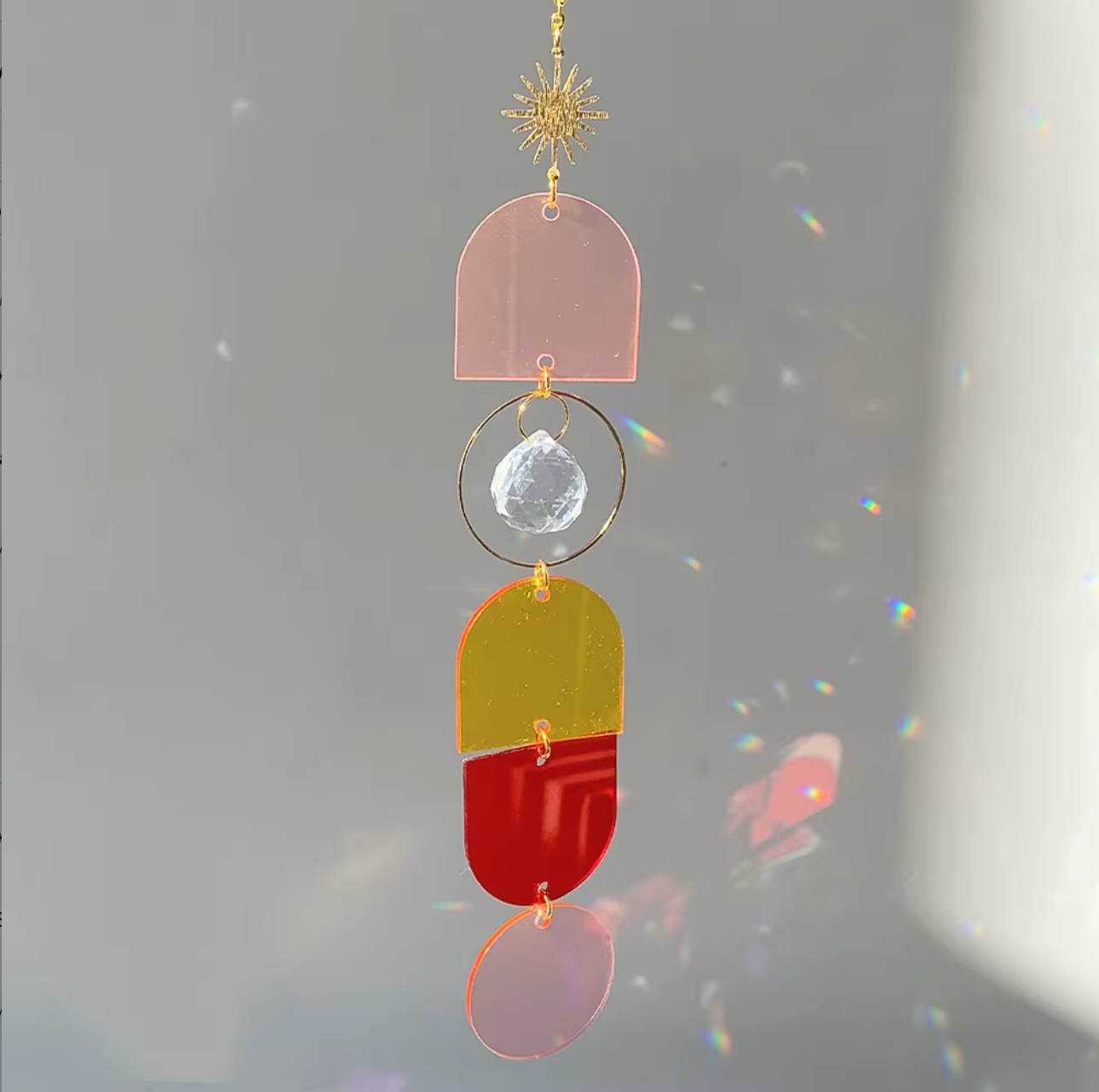 Retro Rainbow Geometric Acrylic Suncatcher ✨🌈