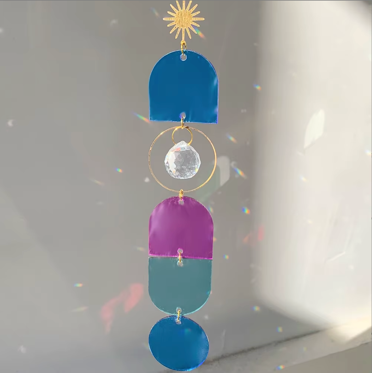 Retro Rainbow Geometric Acrylic Suncatcher ✨🌈