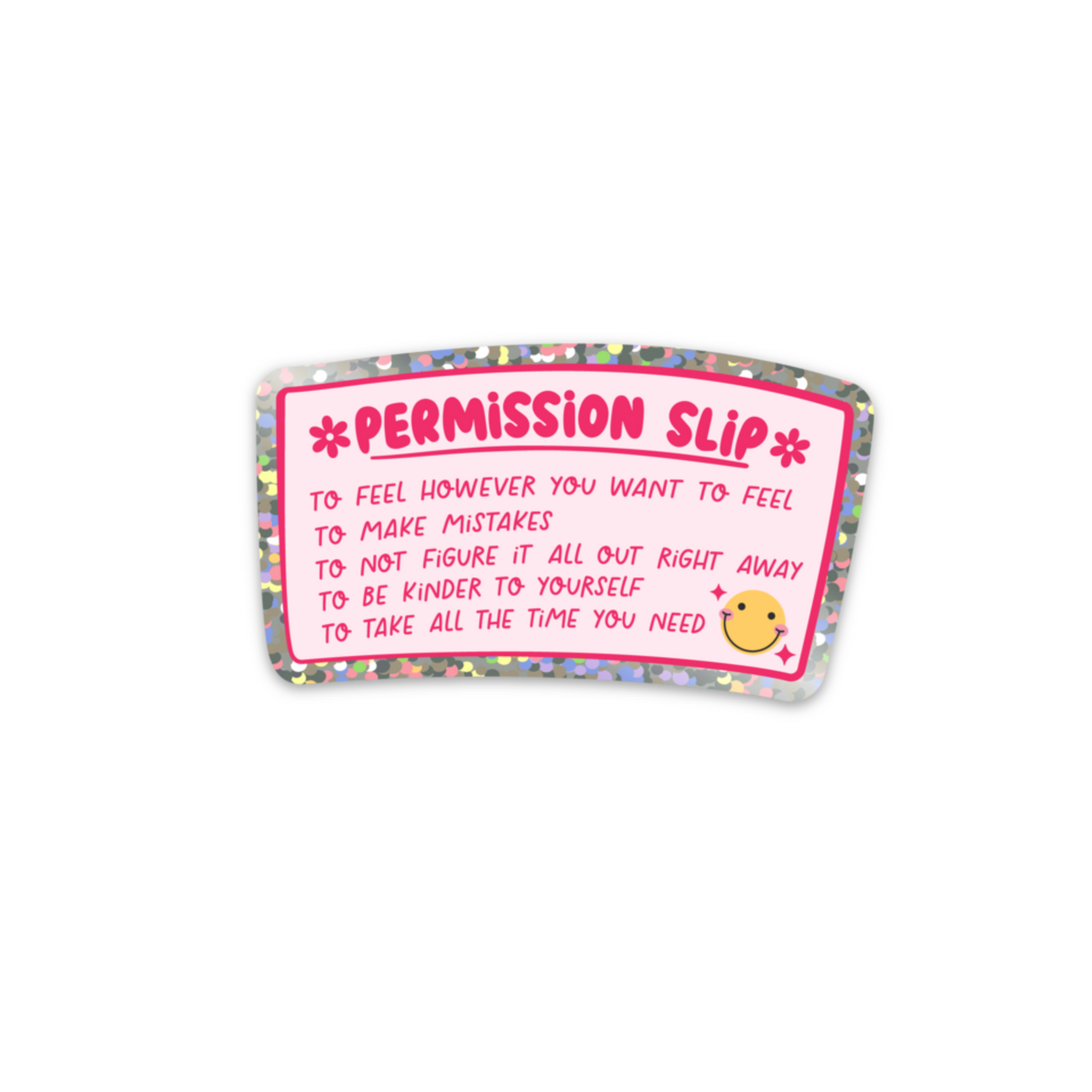 Permission Slip Glitter Sticker