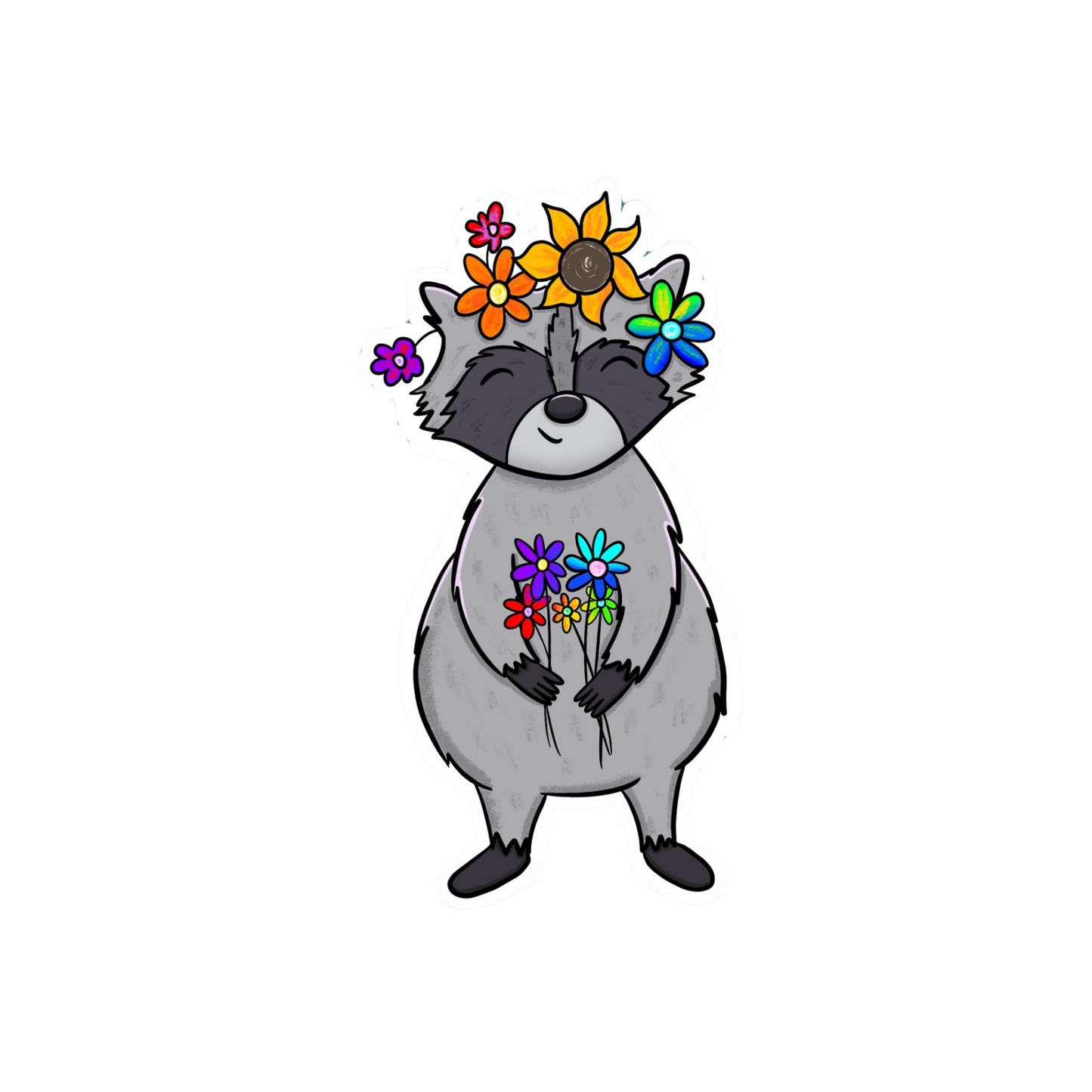 Flower Crown Raccoon Sticker