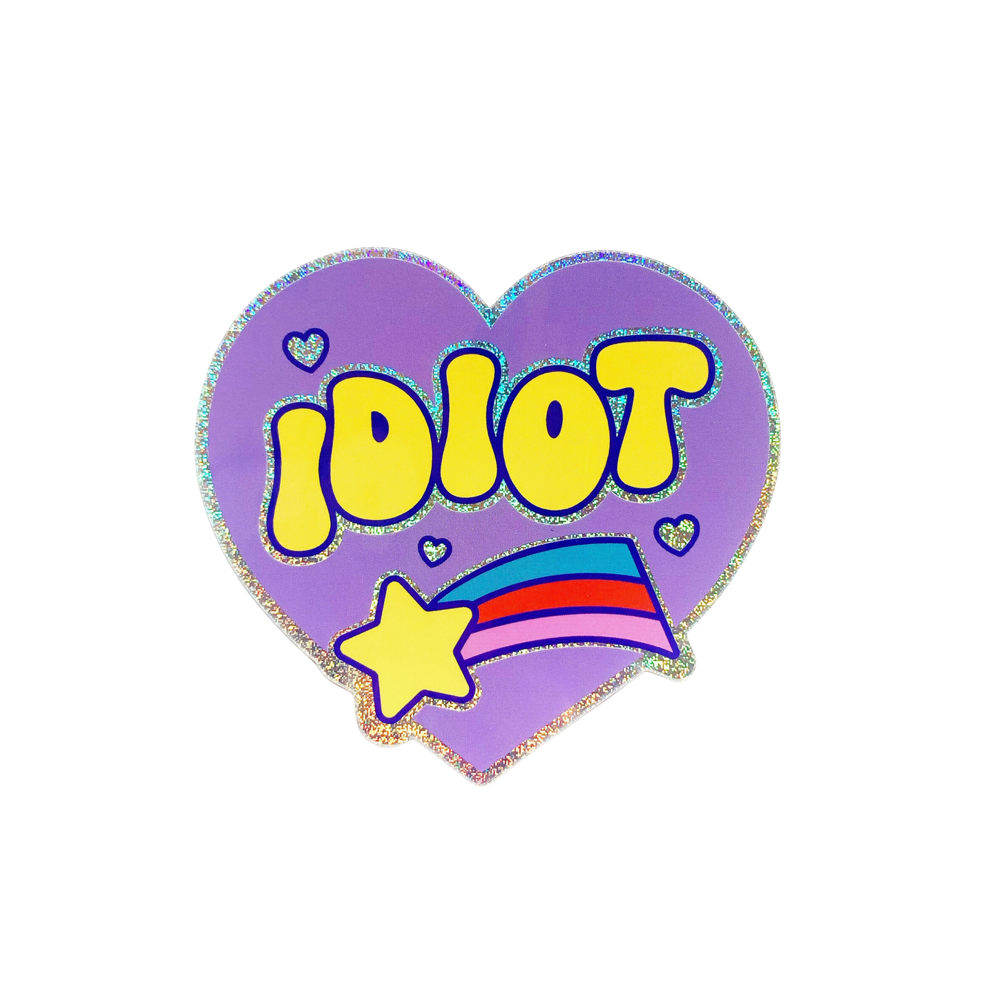 Idiot Heart-Shaped Glitter Sparkle Sticker