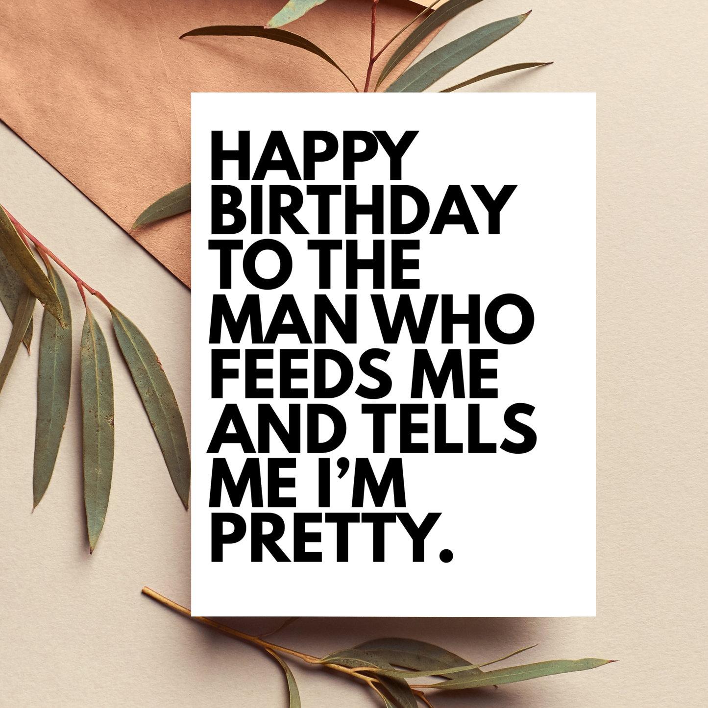 Happy Birthday To The Man Who Feeds Me And Tells Me I'm Pretty Card