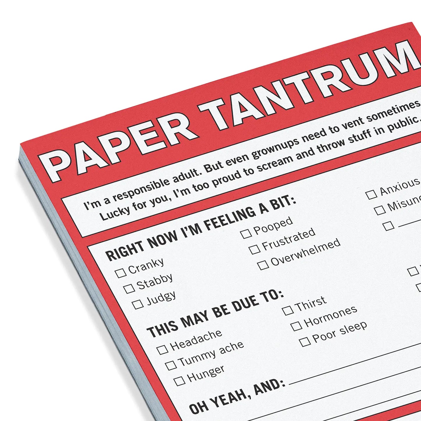 Paper Tantrum Red Notepad- 50 pages – Hilarious Humanitarian