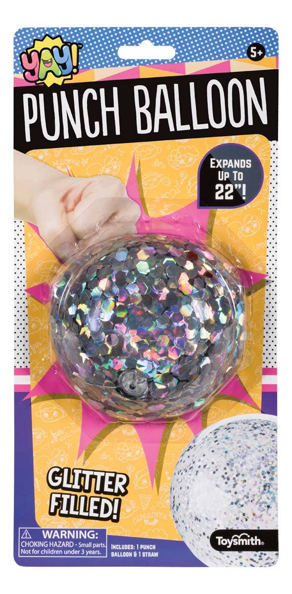 Glitter Punch Balloon Assorted Color Surprise Pull