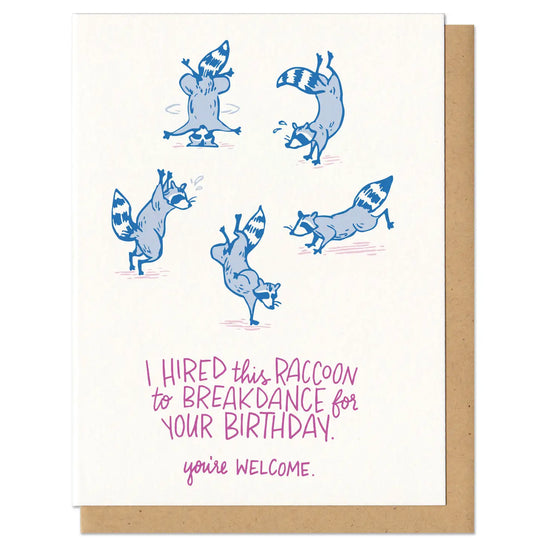 Load image into Gallery viewer, Breakdancing Raccoon Birthday Card
