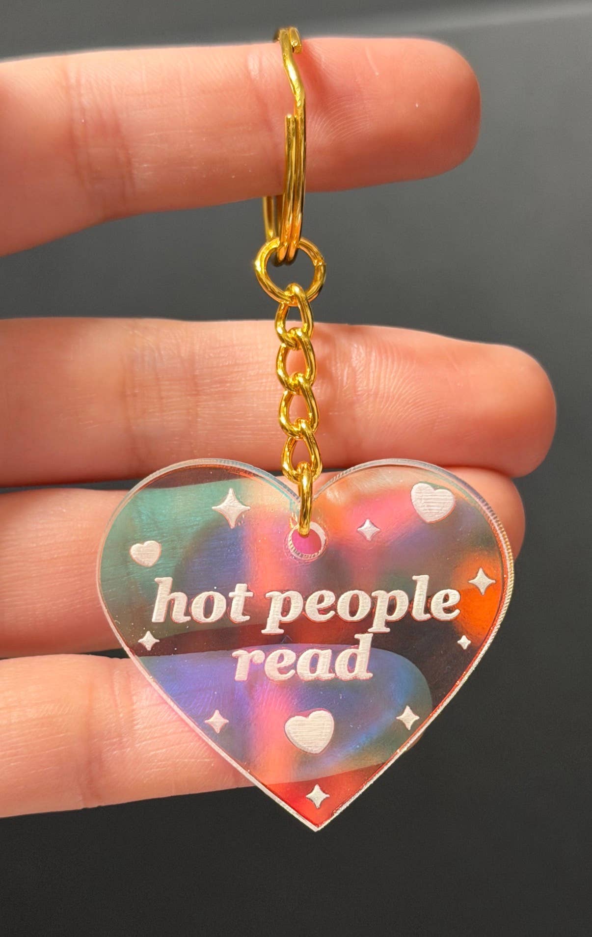 Hot People Read Iridescent  Keychain