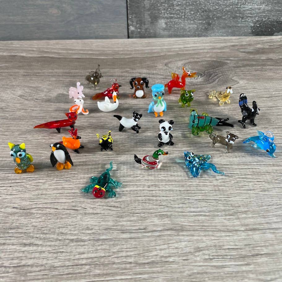 Small Glass Animal Figurines Surprise Pull