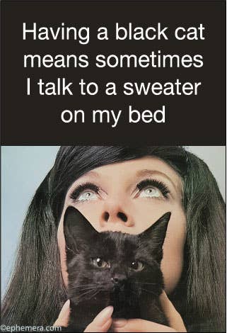 Having A Black Cat Means Sometimes I Talk To A Sweater On My Bed Magnet