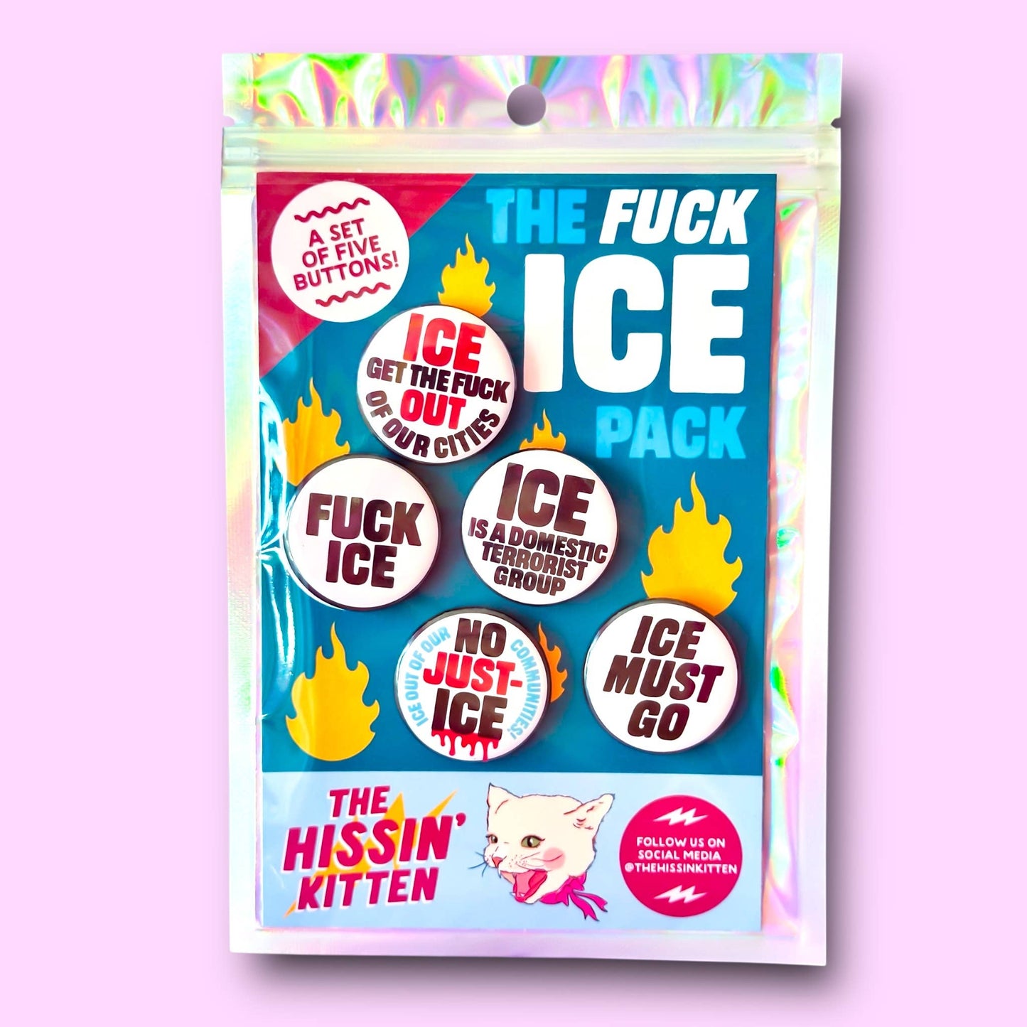 The FUCK ICE Pack - 5 Button Magnets