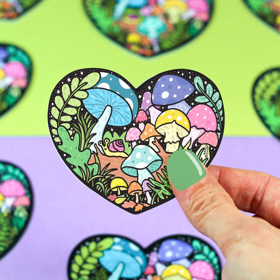 Mushroom Forest Heart Sticker