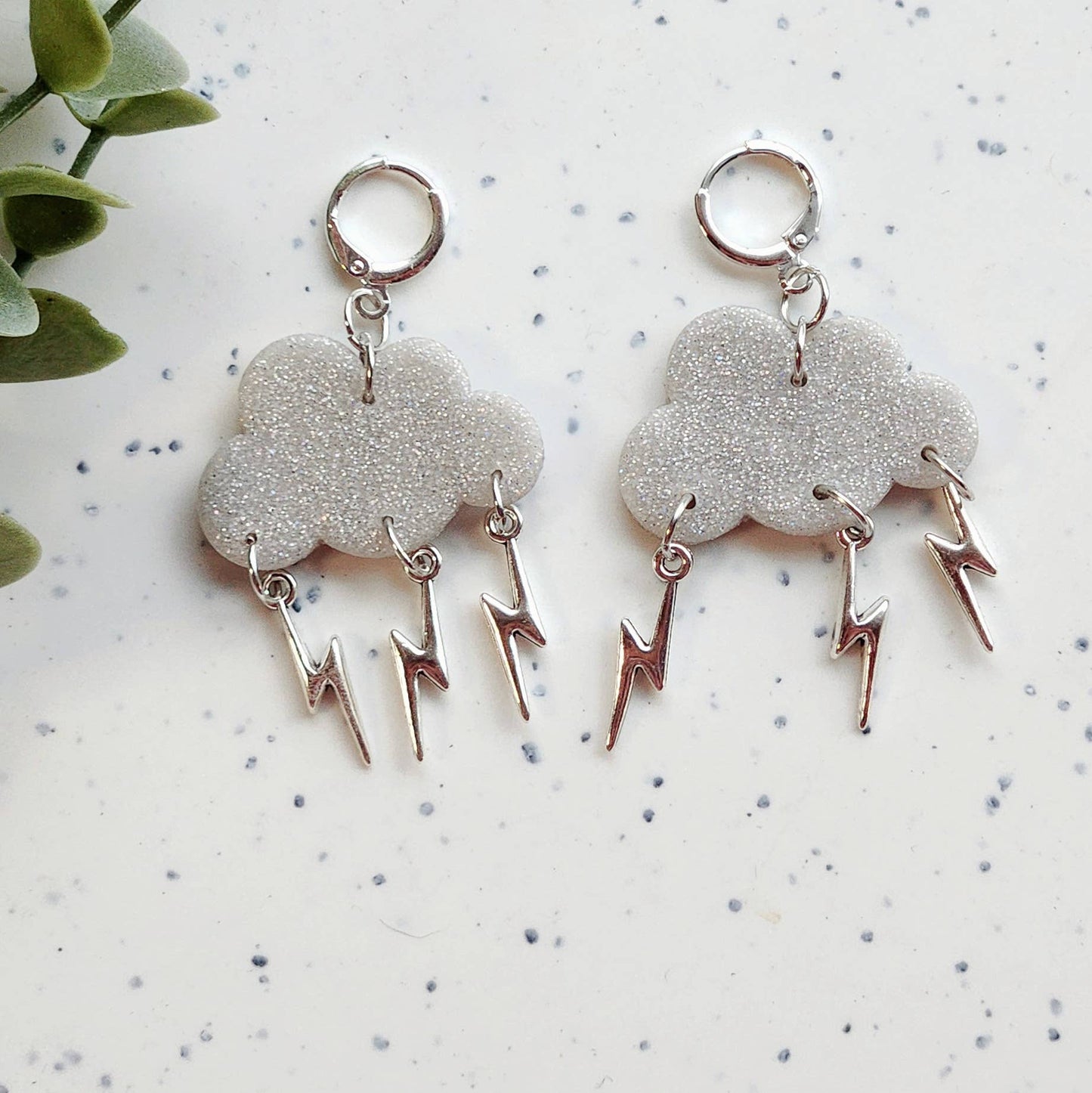 Cloud Lightning Glitter Earrings