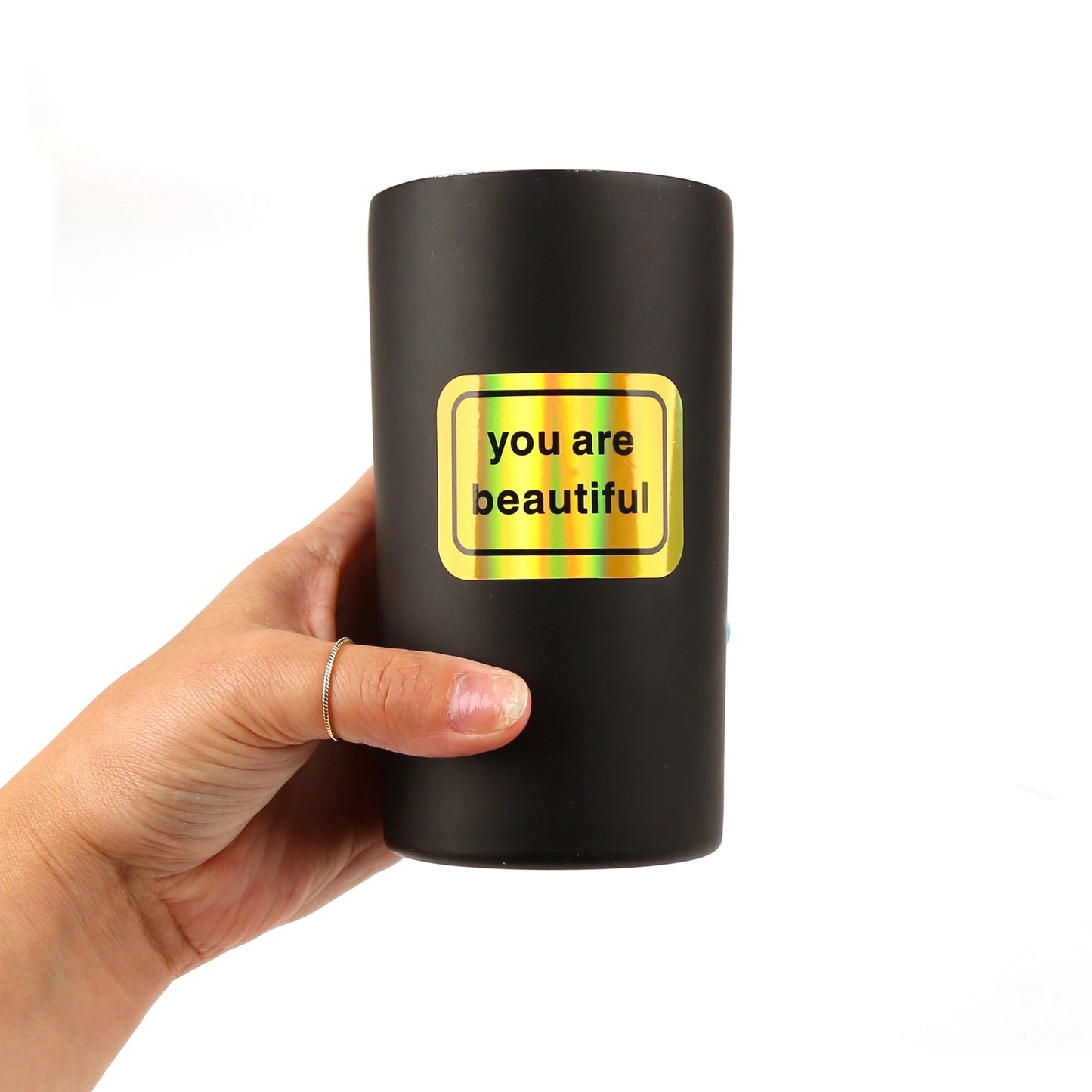 Load image into Gallery viewer, You Are Beautiful Gold Holographic Sticker - 4 Pack
