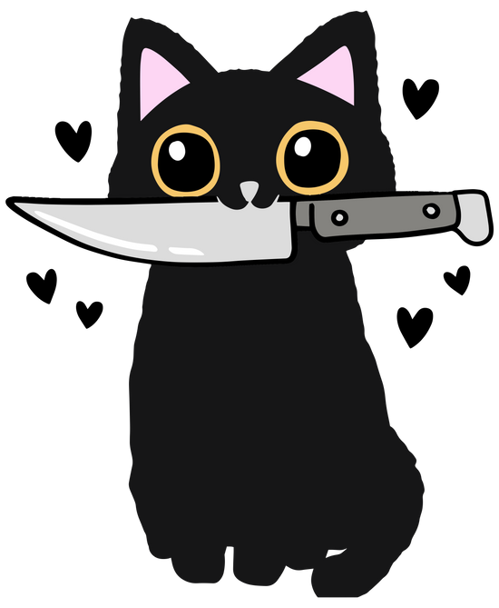 Load image into Gallery viewer, Black Cat With Knife Sticker
