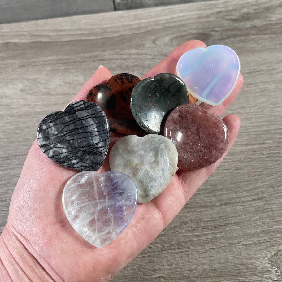 Heart Shaped Worry Stone Crystal Surprise Pull