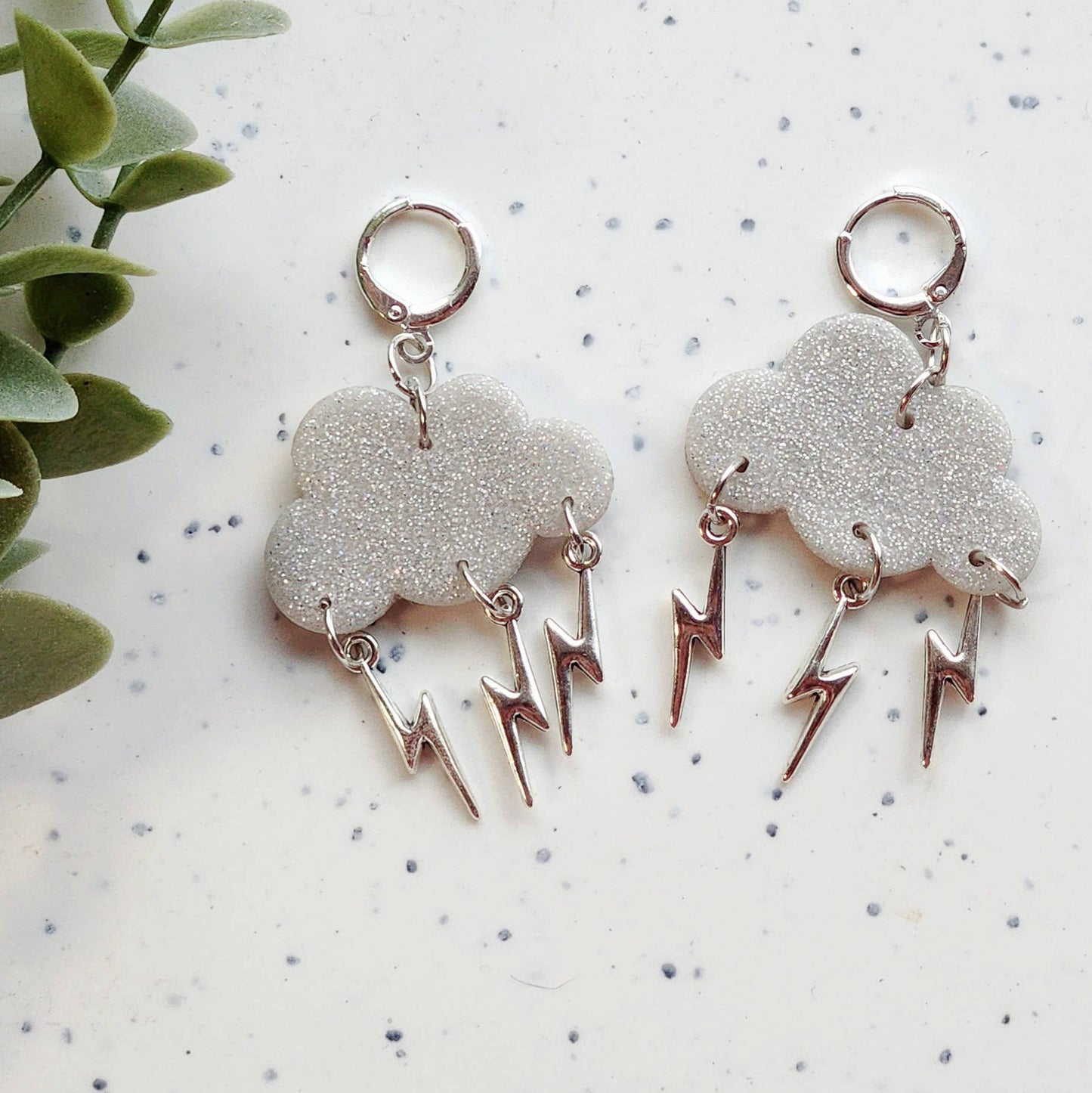 Cloud Lightning Glitter Earrings