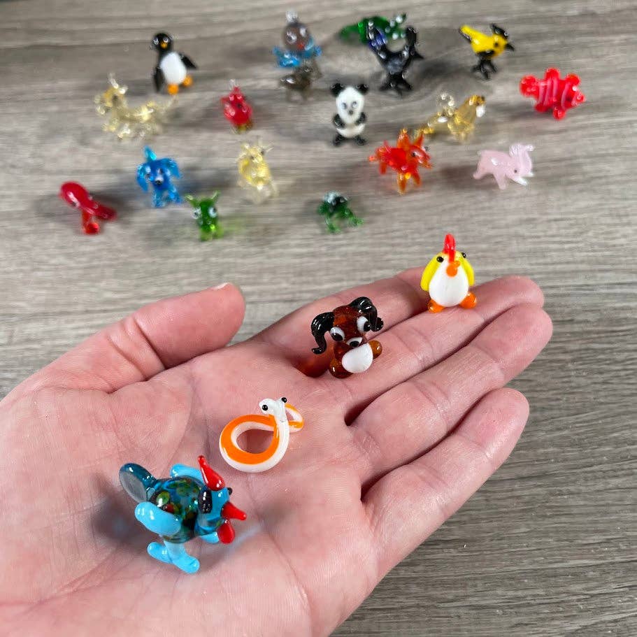 Small Glass Animal Figurines Surprise Pull