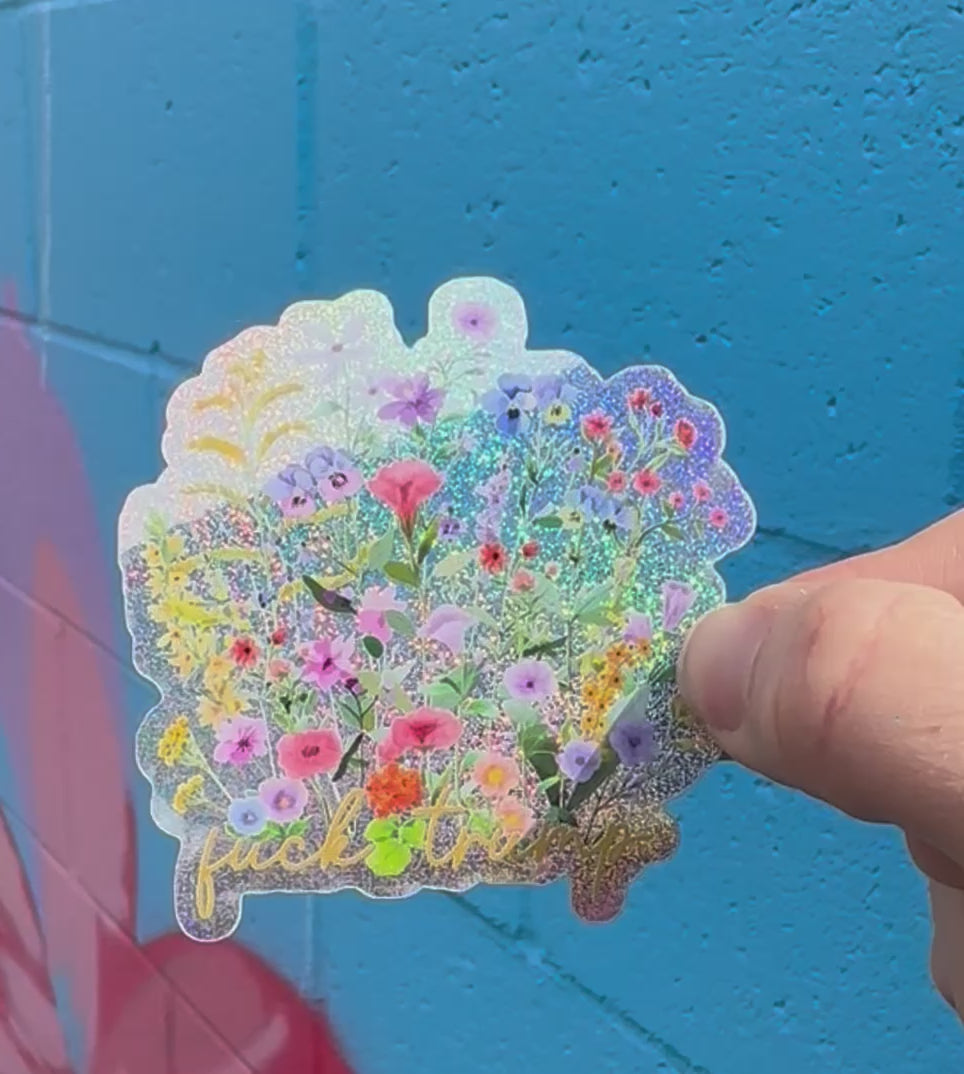 Hidden "Fuck Trump" Floral Pixie Glitter Sticker