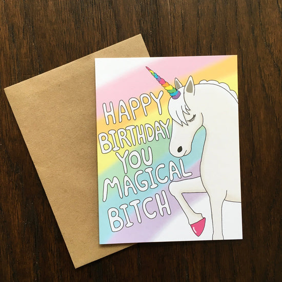 Load image into Gallery viewer, Magical B*tch Unicorn Birthday Card
