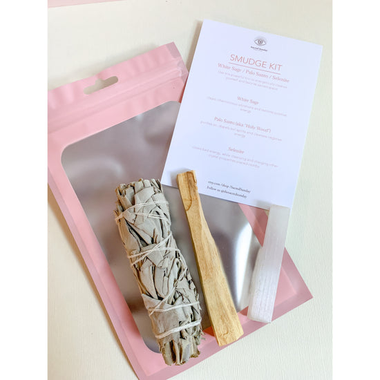 Load image into Gallery viewer, Smudge Home Clearing Kit [Sage + Palo Santo + Selenite]
