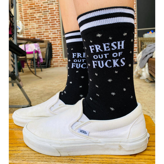 Fresh Out Of Fucks Womens Crew Socks