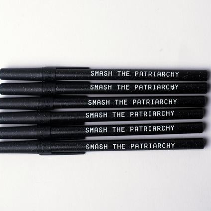 Smash the Patriarchy Black Sparkle Pen 6-pack