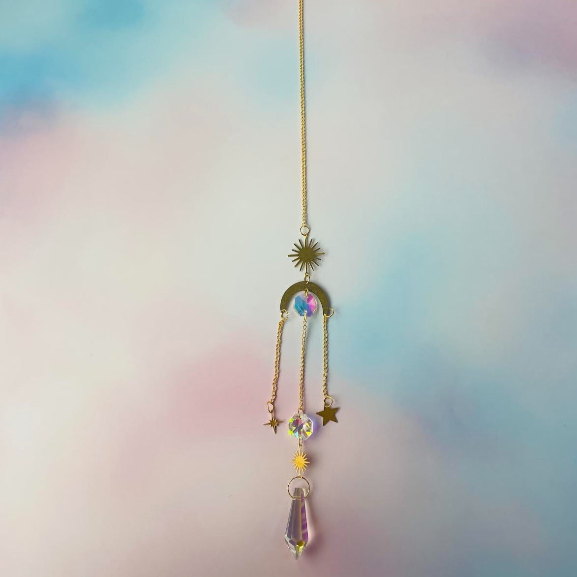 Load image into Gallery viewer, Moon &amp;amp; Stars Crystal Hanging Suncatcher (Style B)
