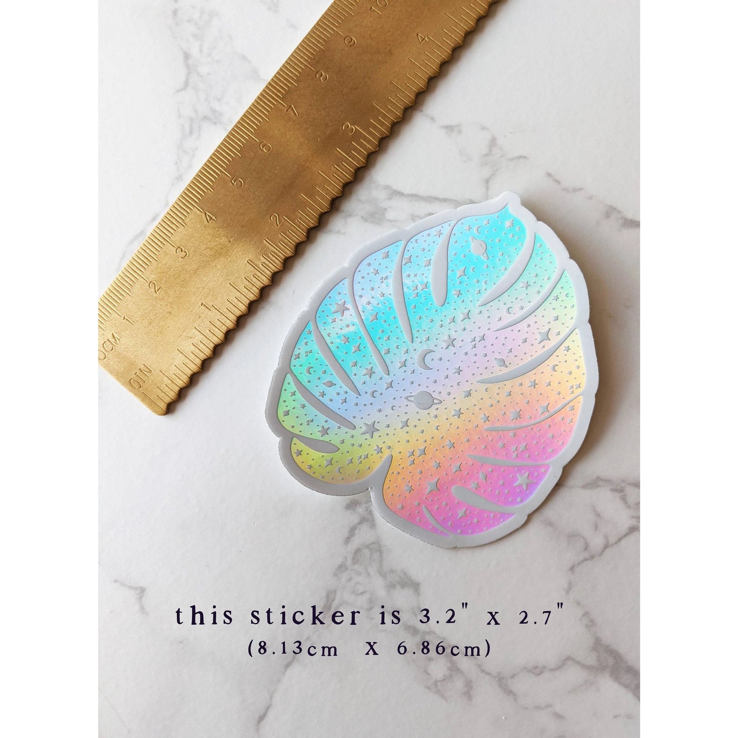 Load image into Gallery viewer, Celestial Monstera Holographic Sticker
