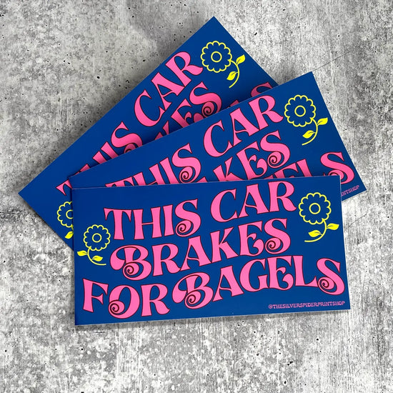 This Car Brakes For Bagels Bumper Sticker
