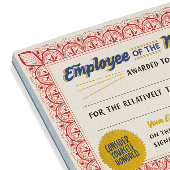 Employee of the Moment Certificate Notepad -50 sheets