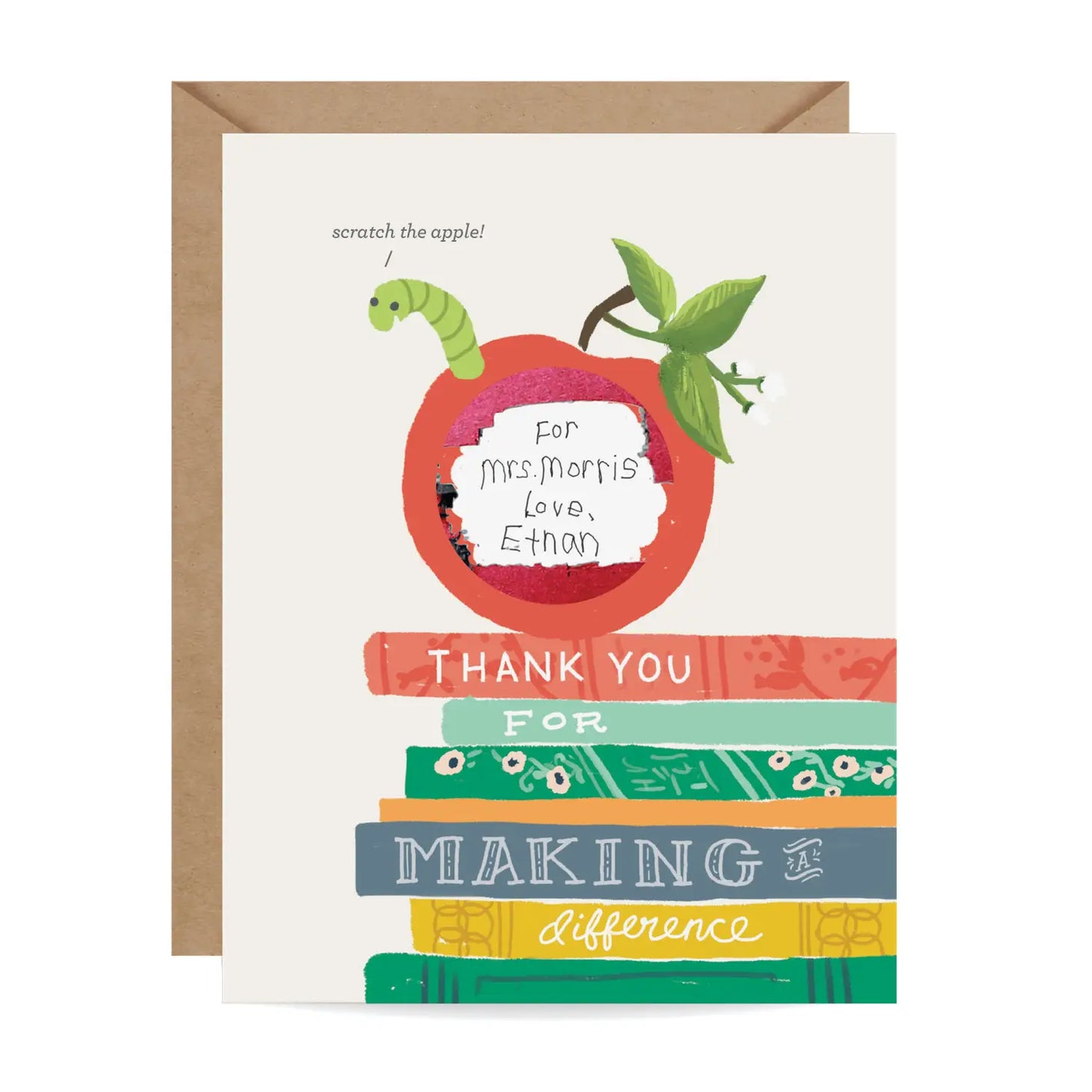 Scratch-off Bookworm Thank You Teacher Card