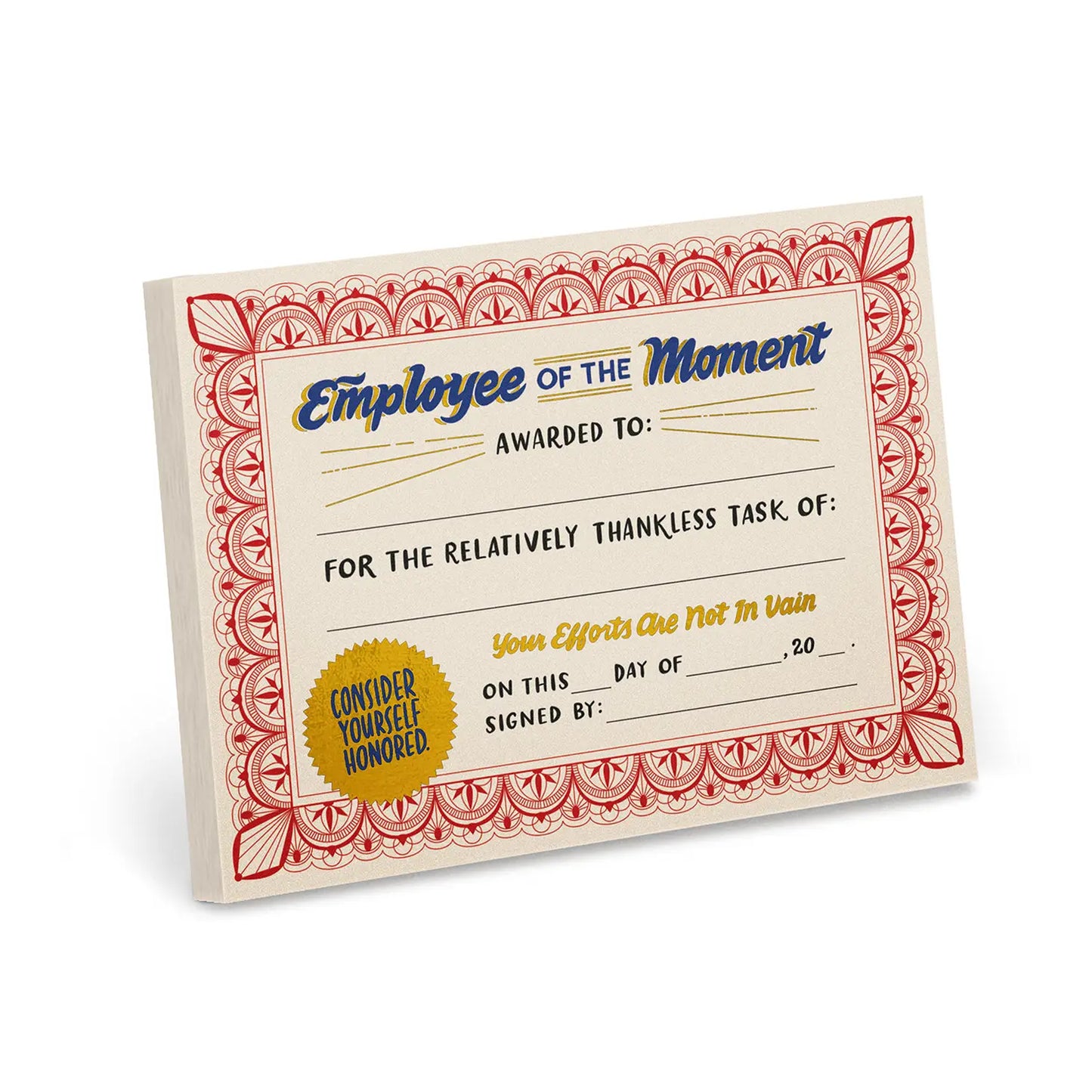 Employee of the Moment Certificate Notepad -50 sheets