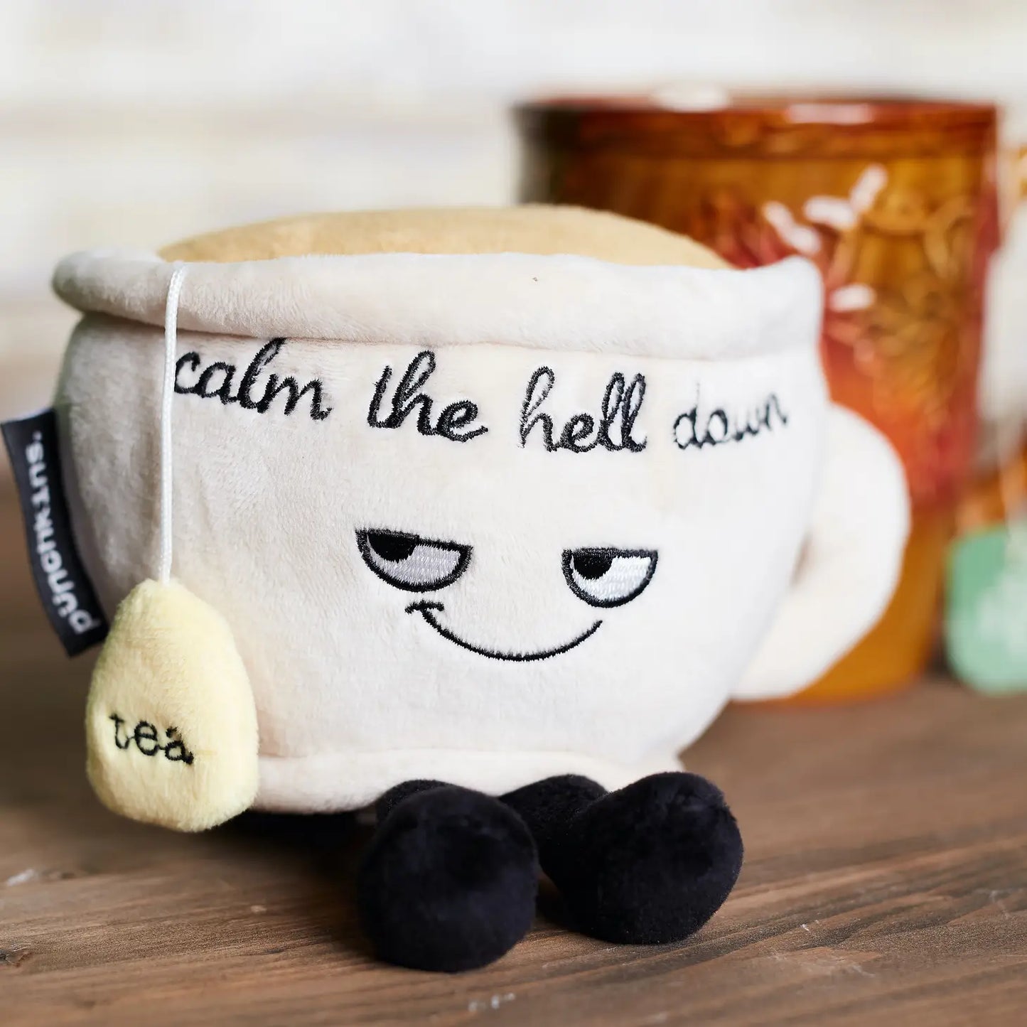 Load image into Gallery viewer, &amp;quot;Calm The Hell Down&amp;quot; Novelty Plush Tea Cup
