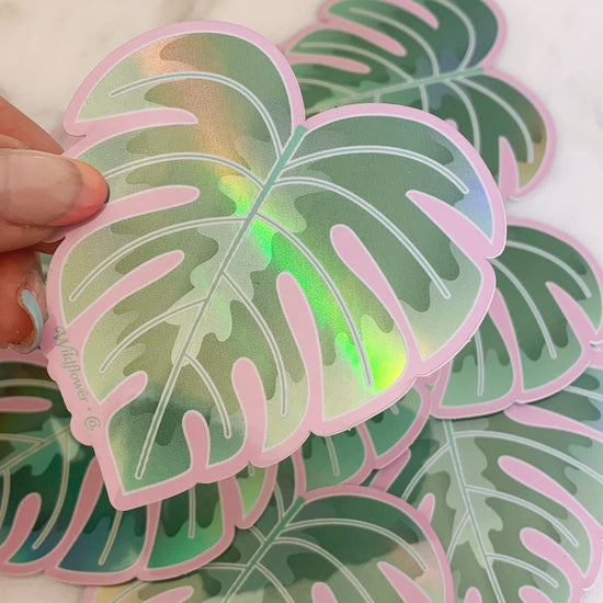 Monstera Leaf Holographic Sticker