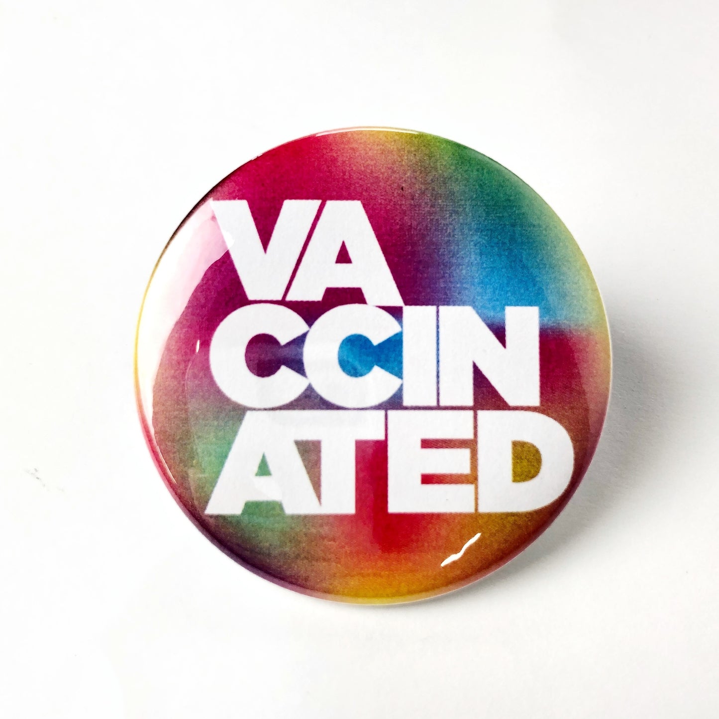 Vaccinated Rainbow Button