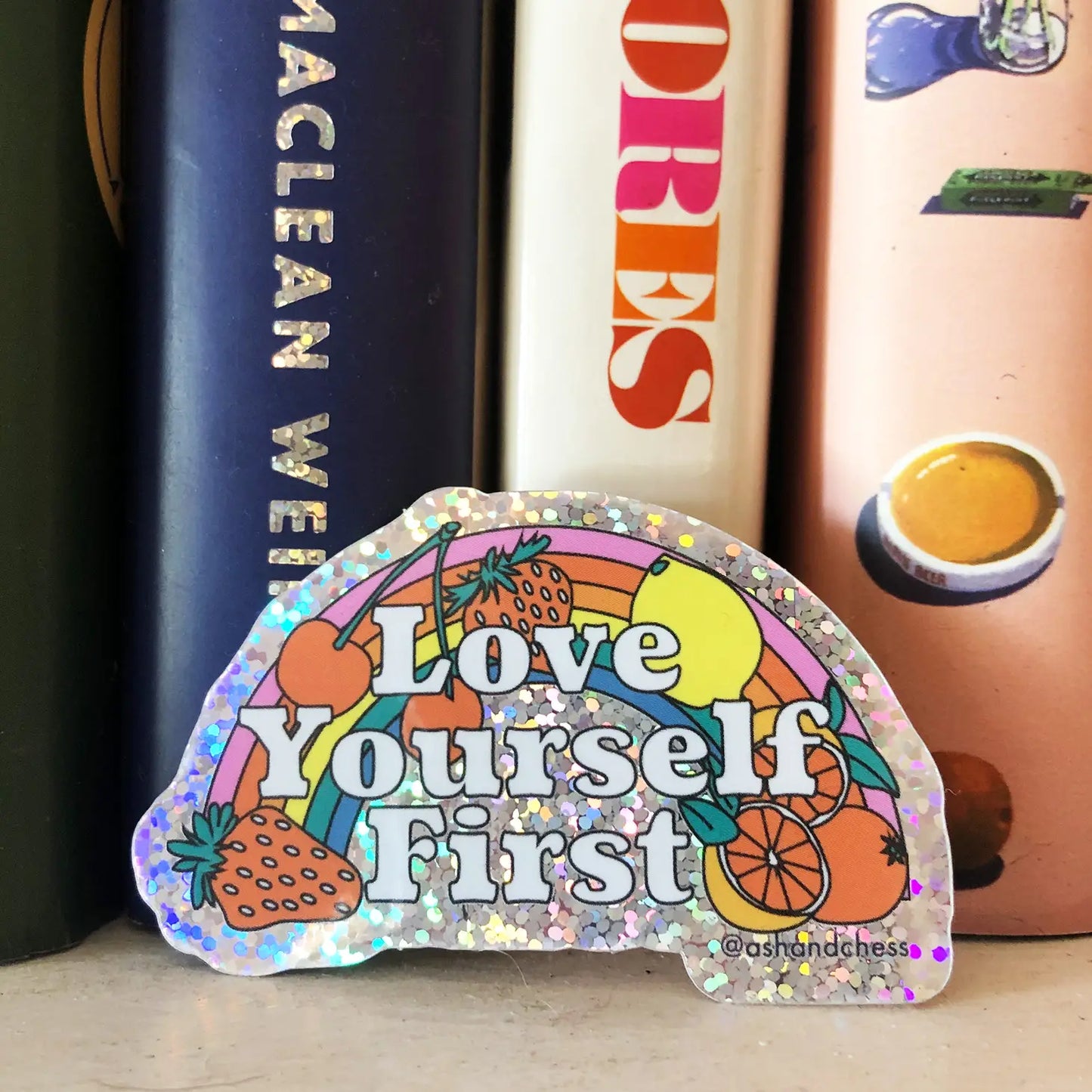 Load image into Gallery viewer, Love Yourself First Glitter Sticker
