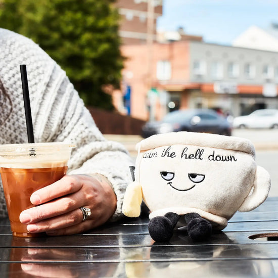 Load image into Gallery viewer, &amp;quot;Calm The Hell Down&amp;quot; Novelty Plush Tea Cup
