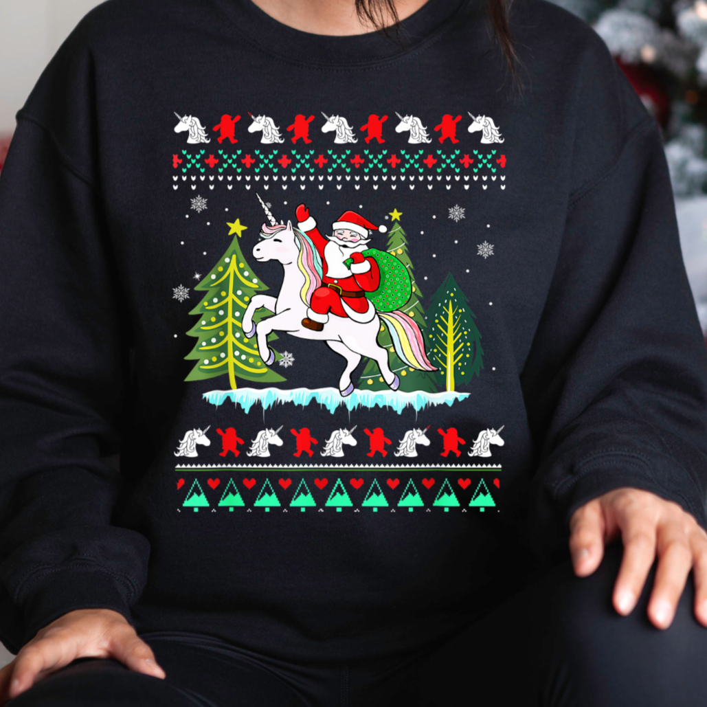 Santa Riding A Unicorn Unisex Sweatshirt