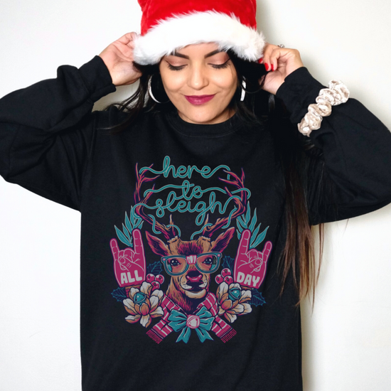 Load image into Gallery viewer, Here To Sleigh All Day Unisex Sweatshirt
