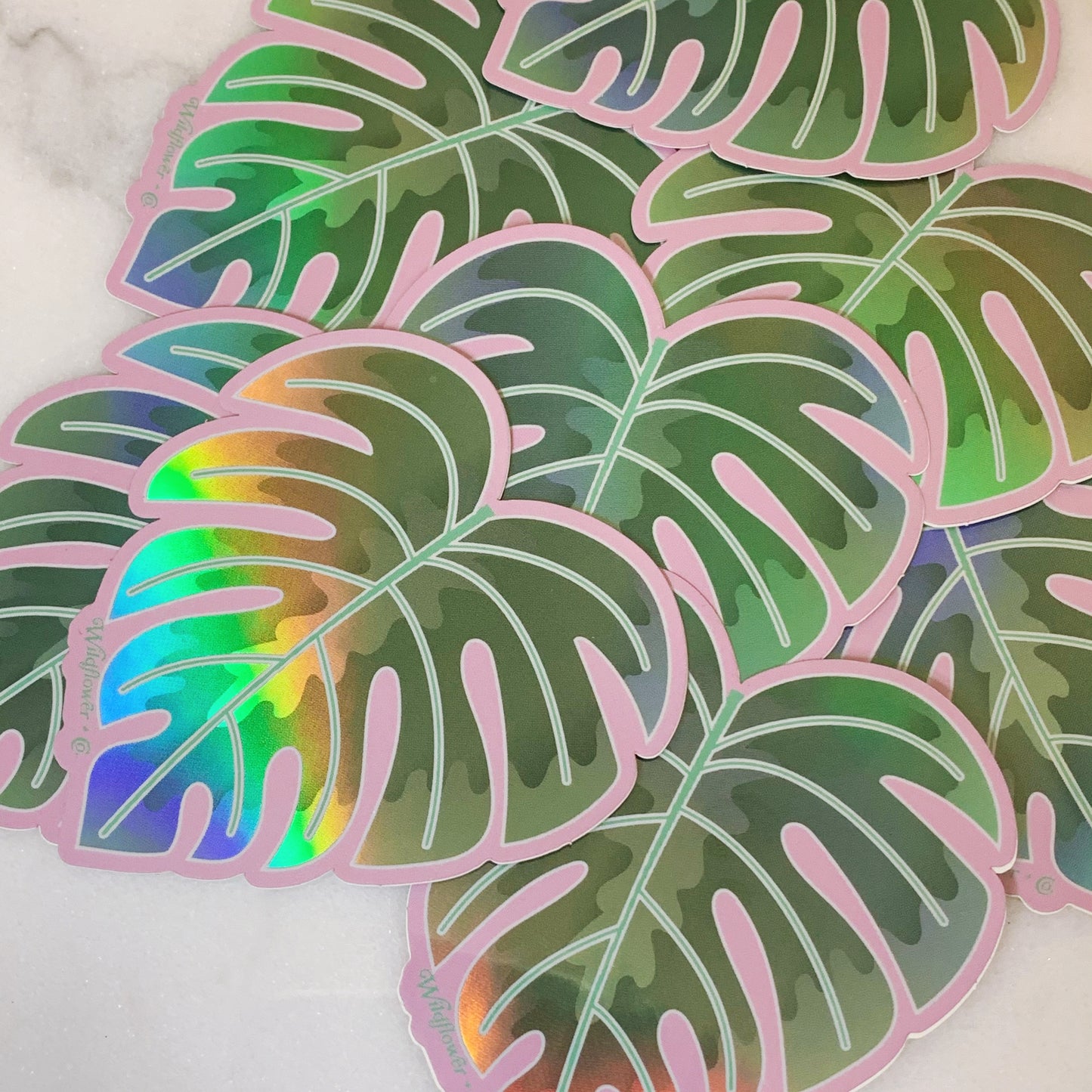 Monstera Leaf Holographic Sticker
