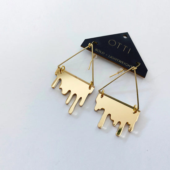Load image into Gallery viewer, Slime Triangle Earrings: Gold
