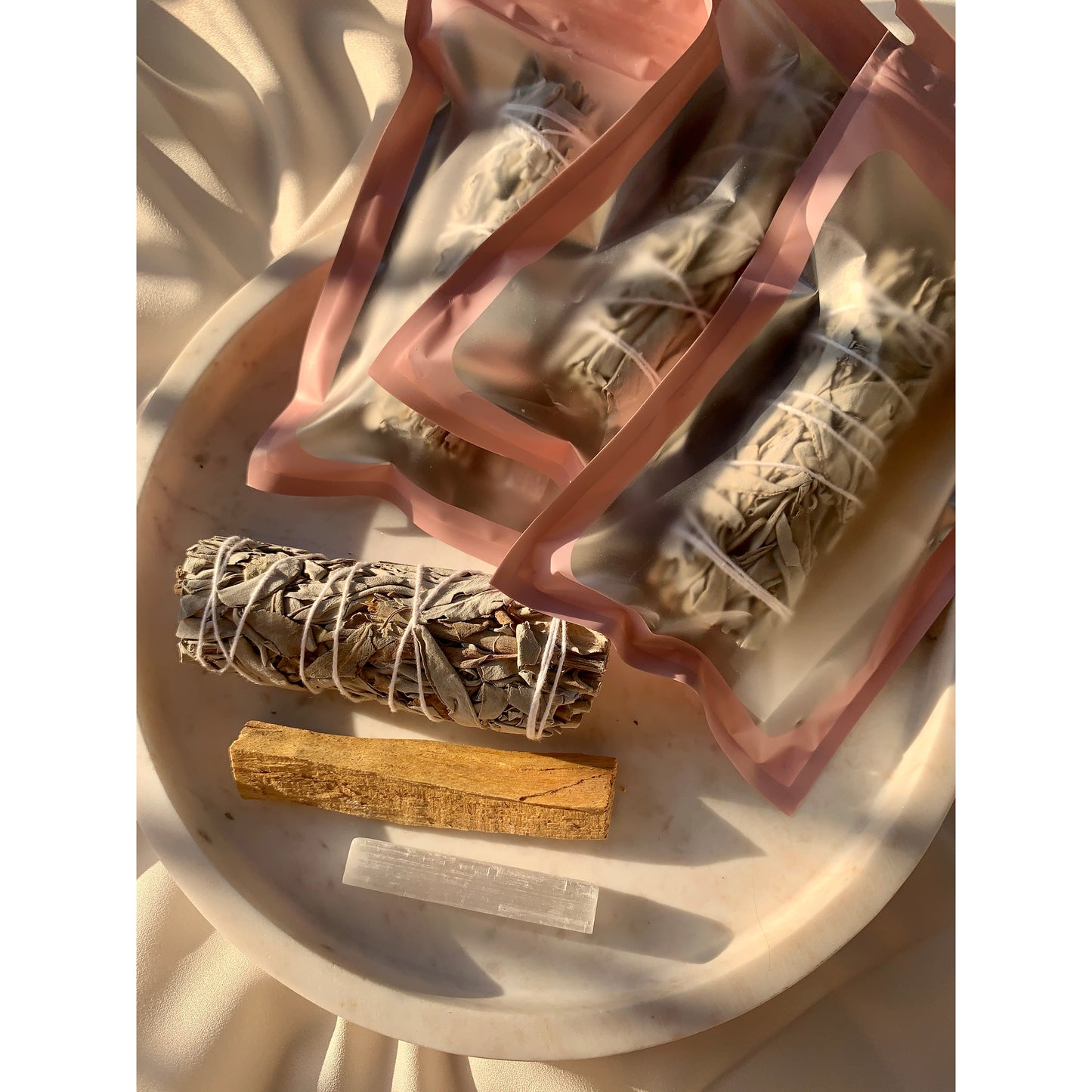 Load image into Gallery viewer, Smudge Home Clearing Kit [Sage + Palo Santo + Selenite]
