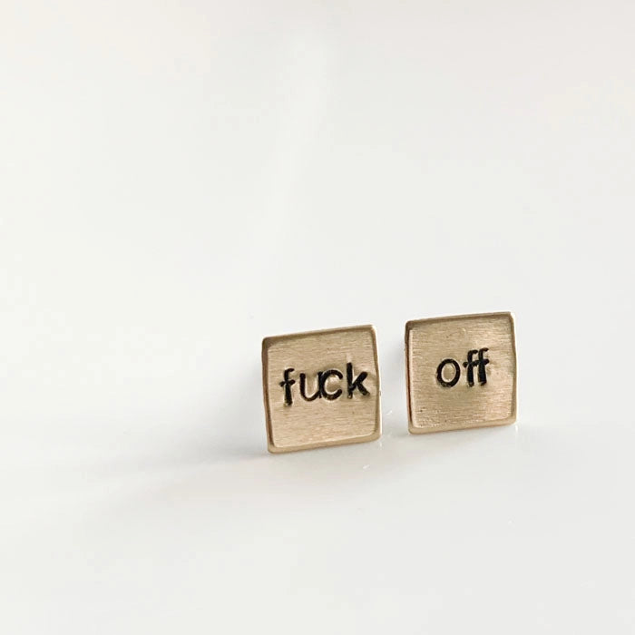 Fuck Off Square Earrings